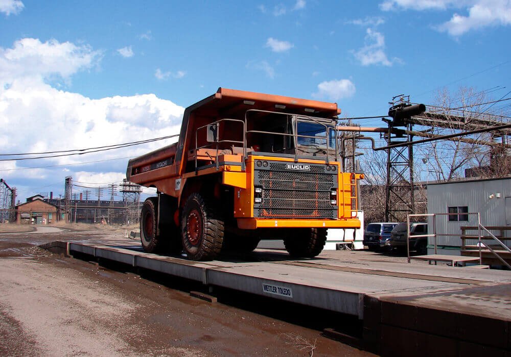 dump truck on a truck scale